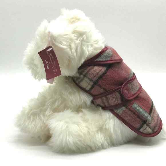 Plush LOLA Victoria Secret Dog 2001 Stuffed Animal Toy Fluffy White Plaid Coat - Picture 3 of 12